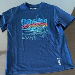 Blue Graphic Rashguard with Catch the Waves Design